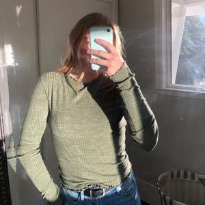 tight green long sleeve